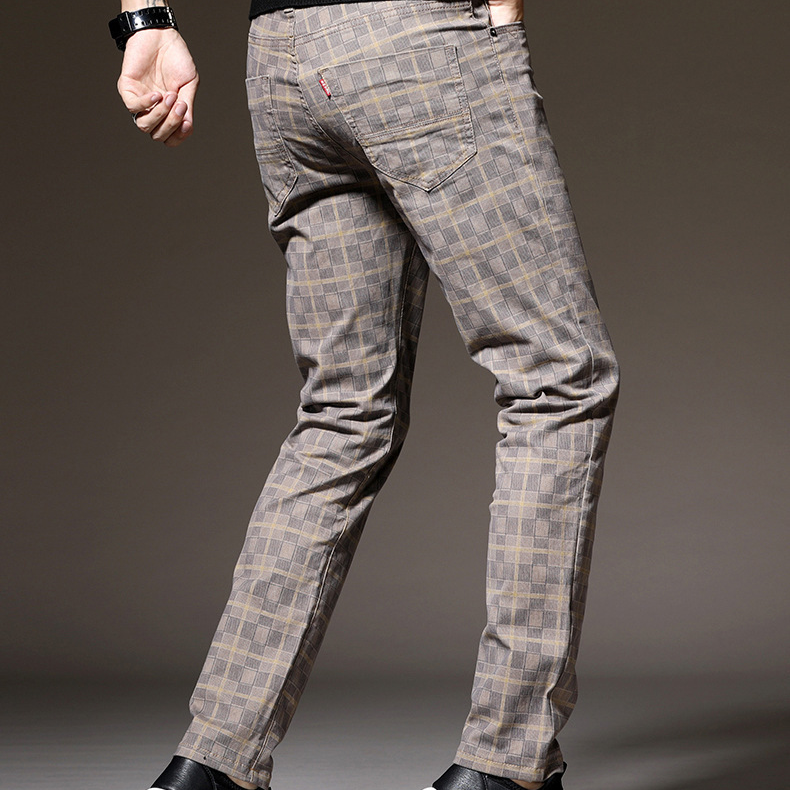 Spodnie męskie w kratę | slim fit, strukturalny pas