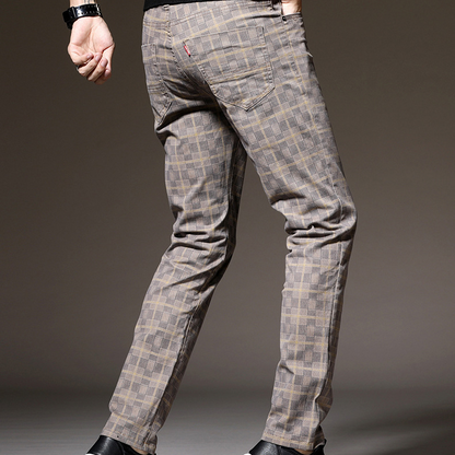 Spodnie męskie w kratę | slim fit, strukturalny pas