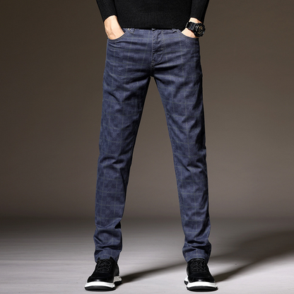 Spodnie męskie w kratę | slim fit, strukturalny pas