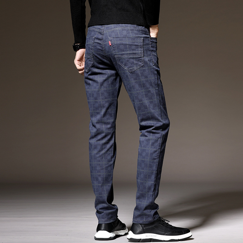Spodnie męskie w kratę | slim fit, strukturalny pas