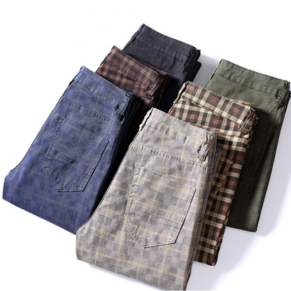 Spodnie męskie w kratę | slim fit, strukturalny pas