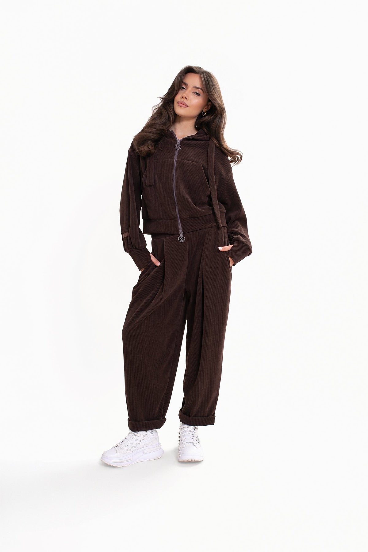 Bluza damska | sztruksowa, kaptur
