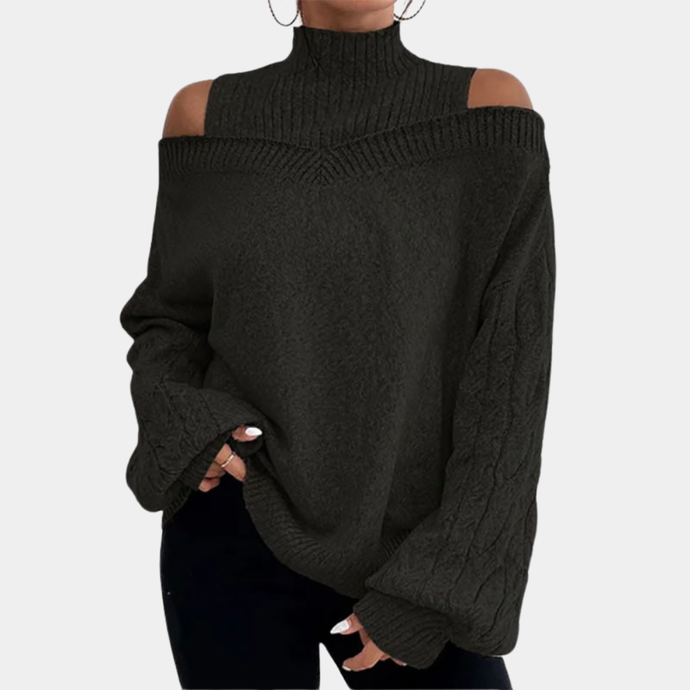 Sweter damski | odkryte ramiona, luźny krój
