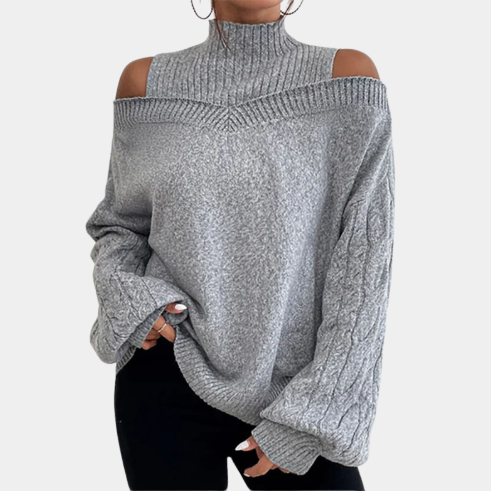 Sweter damski | odkryte ramiona, luźny krój