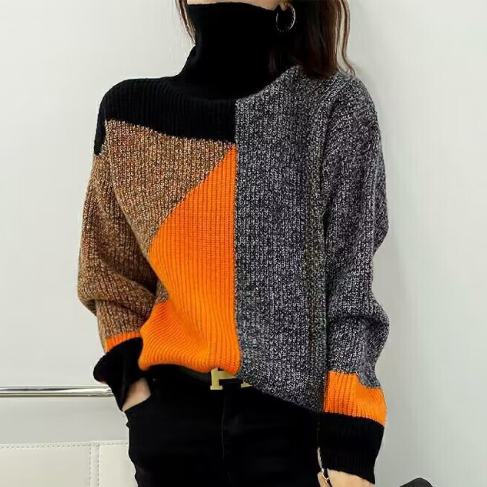 Sweter damski | okrągły dekolt, luźny krój
