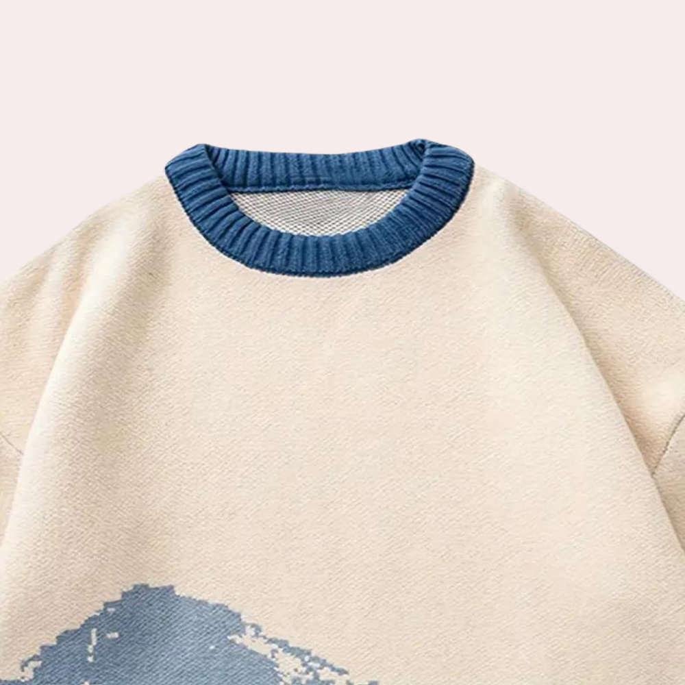 Sweter męski | wzór górski, luźny krój