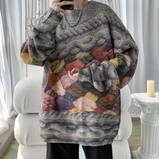 Sweter męski | luźny krój, długie rękawy