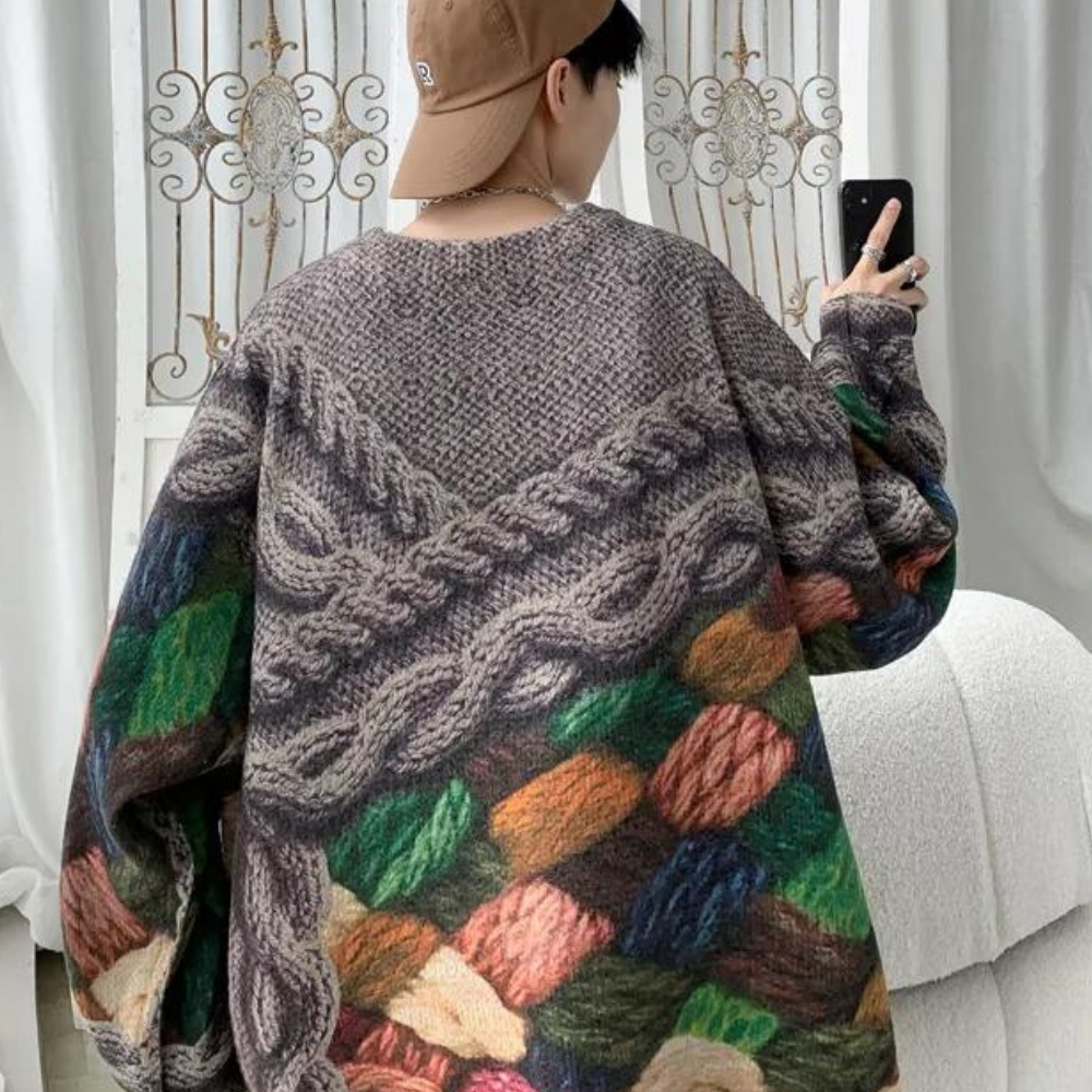 Sweter męski | luźny krój, długie rękawy