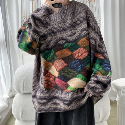 Sweter męski | luźny krój, długie rękawy