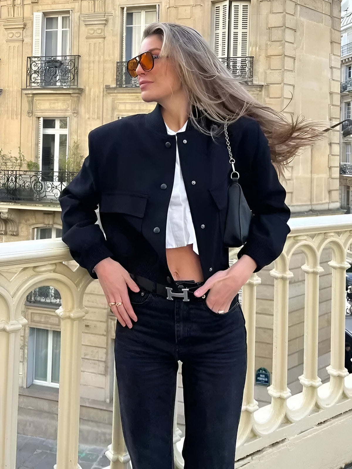 Kurtka varsity damska | guziki, żebrowane mankiety