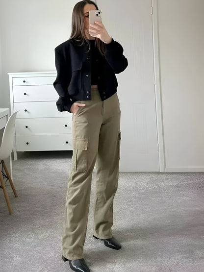 Kurtka varsity damska | guziki, żebrowane mankiety