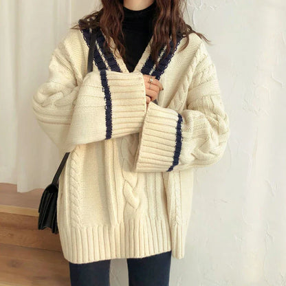 Sweter damski | dekolt V, prążkowana dzianina