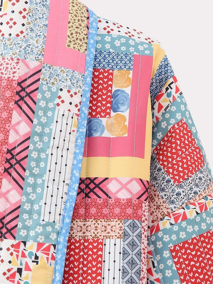 Kurtka pikowana | patchwork, otwarty przód