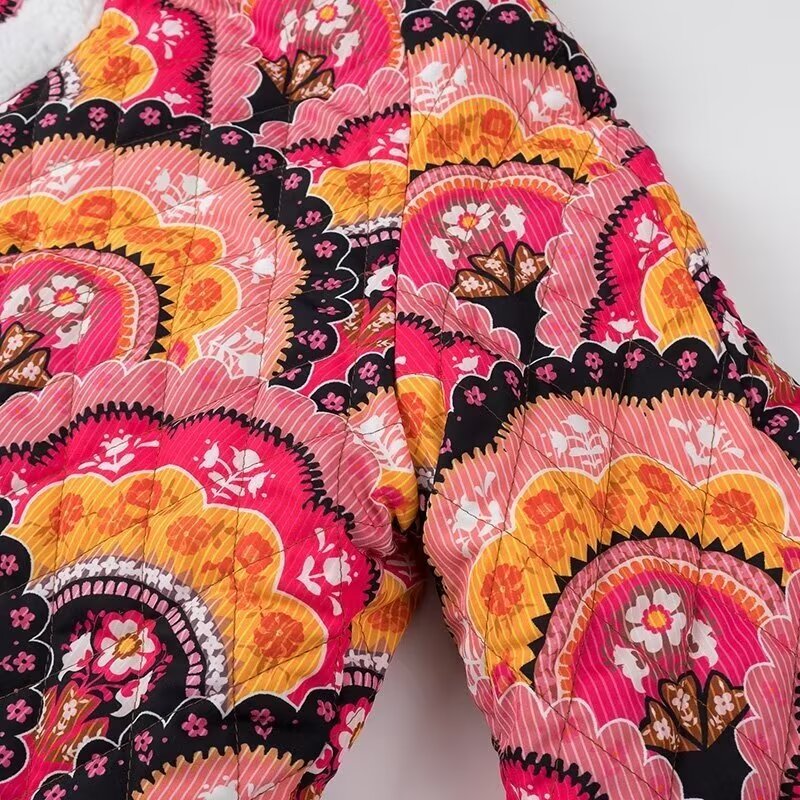 Kurtka boho | podszewka sherpa, wzór wielokolorowy
