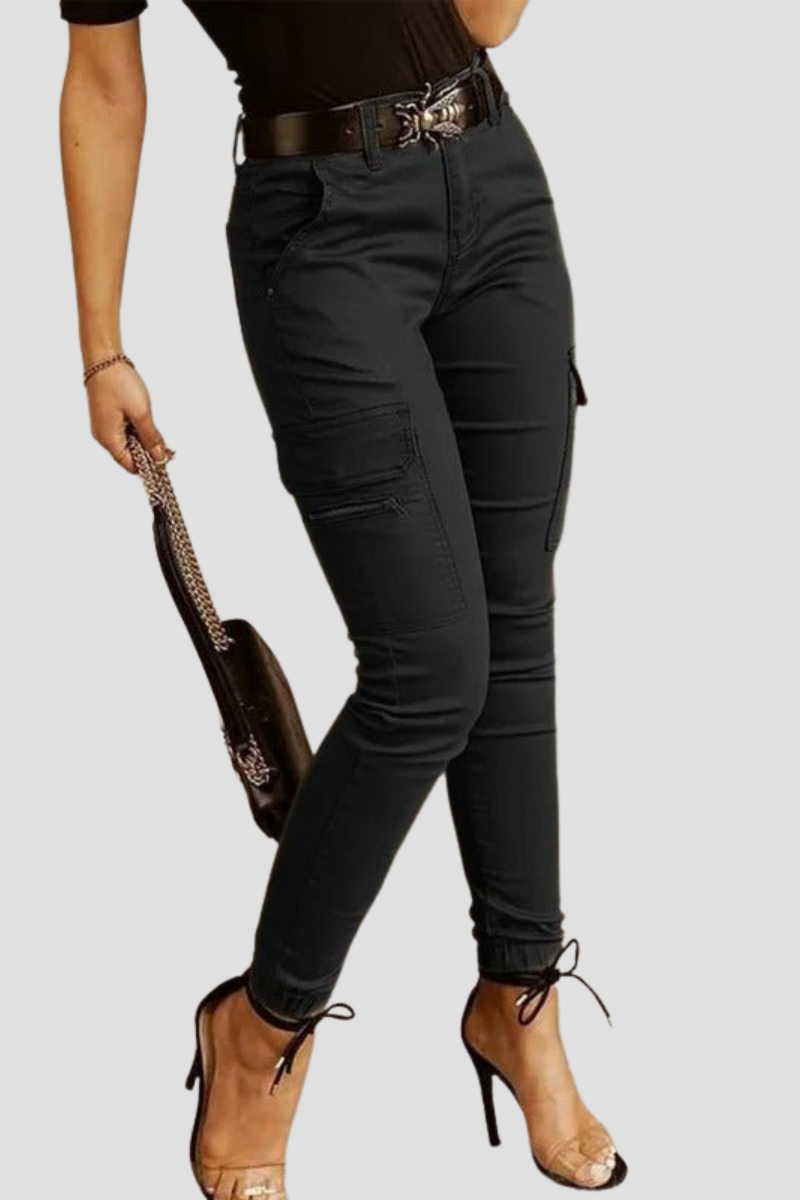 Spodnie cargo damskie | niski stan, kieszenie