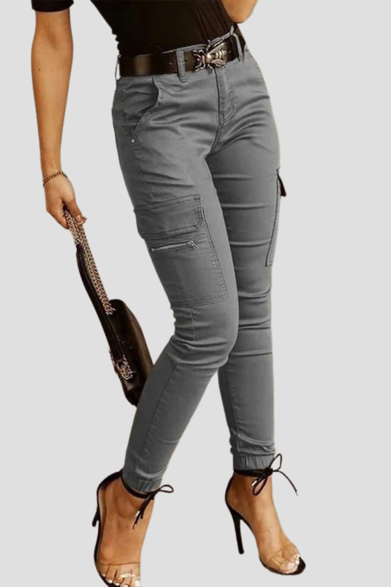 Spodnie cargo damskie | niski stan, kieszenie