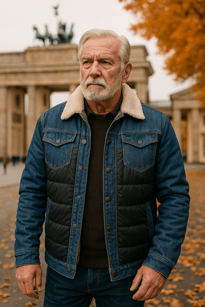 Kurtka dżinsowa męska | pikowane wstawki