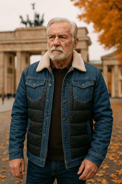 Kurtka dżinsowa męska | pikowane wstawki