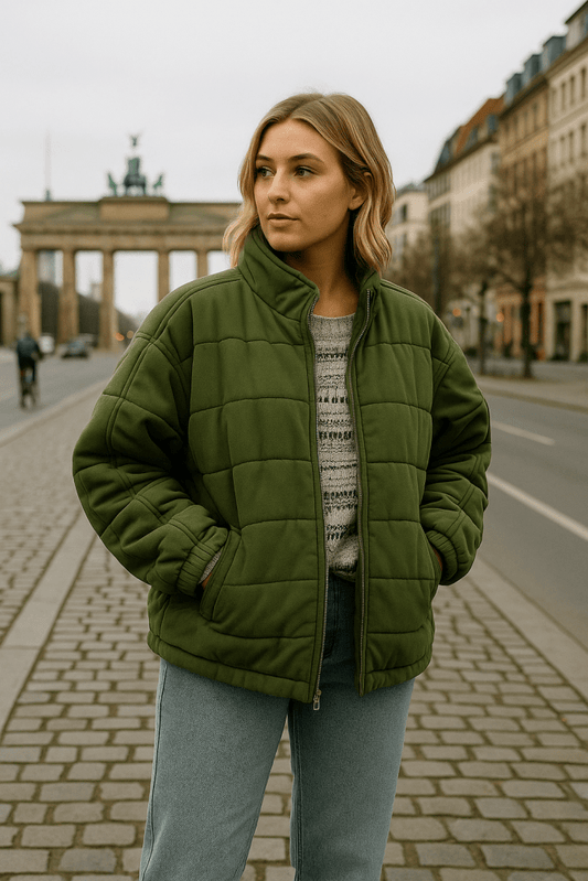 Kurtka pikowana damska | oversize, duże kieszenie