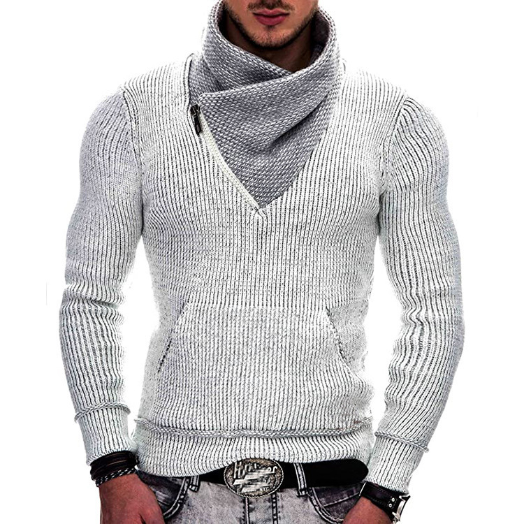Sweter męski | drapowany kołnierz, zamek
