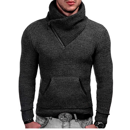 Sweter męski | drapowany kołnierz, zamek