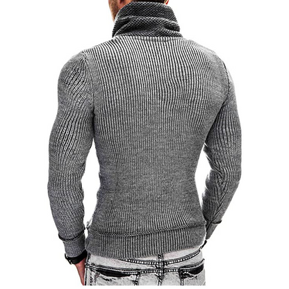 Sweter męski | drapowany kołnierz, zamek