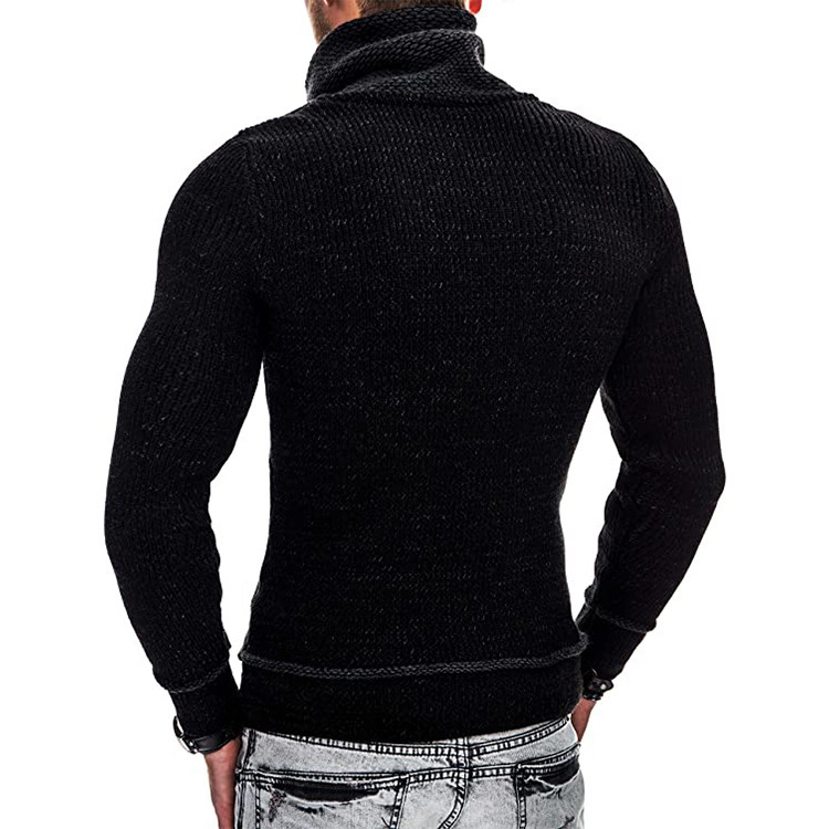 Sweter męski | drapowany kołnierz, zamek