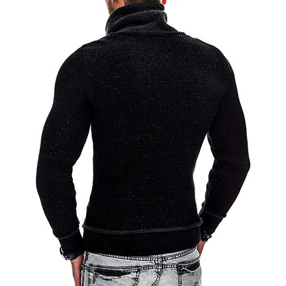 Sweter męski | drapowany kołnierz, zamek