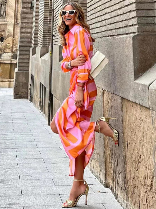 Elena - Sukienka midi damska kopertowa | Regulowana talia, rękawy 3/4, zwiewny materiał | Elegancki styl na lato