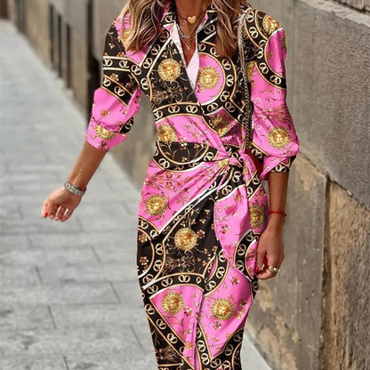 Elena - Sukienka midi damska kopertowa | Regulowana talia, rękawy 3/4, zwiewny materiał | Elegancki styl na lato