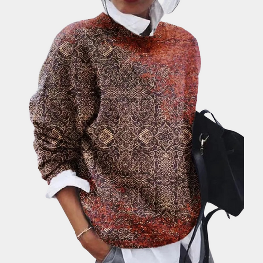 Sweter damski | nadruk, prosty krój
