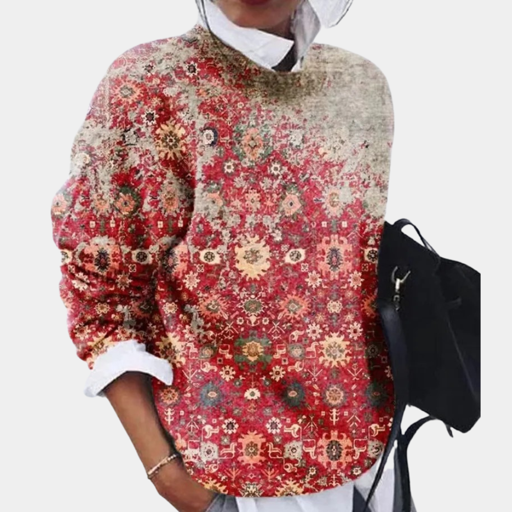 Sweter damski | nadruk, prosty krój