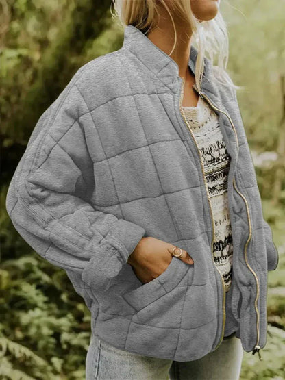 Kurtka pikowana damska | oversize, duże kieszenie