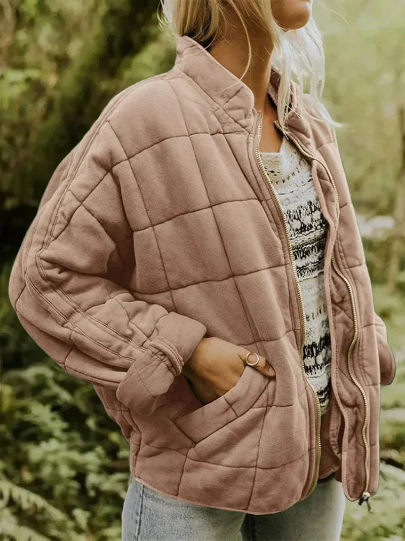 Kurtka pikowana damska | oversize, duże kieszenie