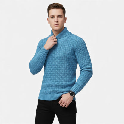 Sweter męski | golf, guziki na ramieniu