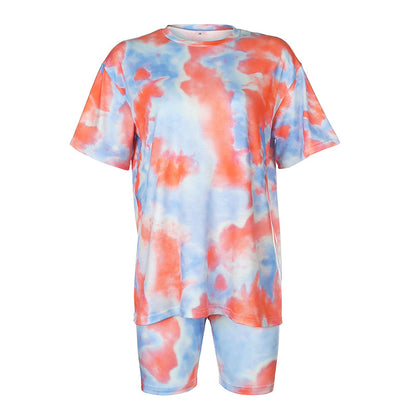 Komplet damski | print tie dye, legginsy i koszulka