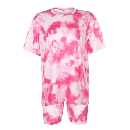 Komplet damski | print tie dye, legginsy i koszulka