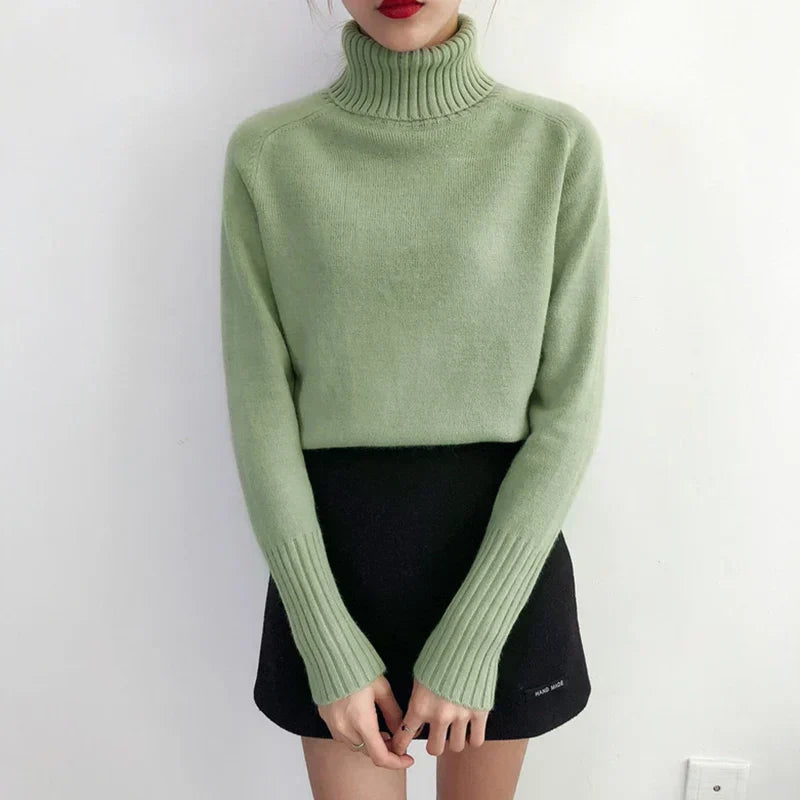 Sweter damski | golf, prążkowany splot