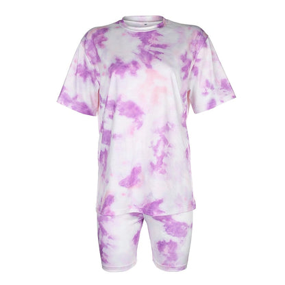 Komplet damski | print tie dye, legginsy i koszulka