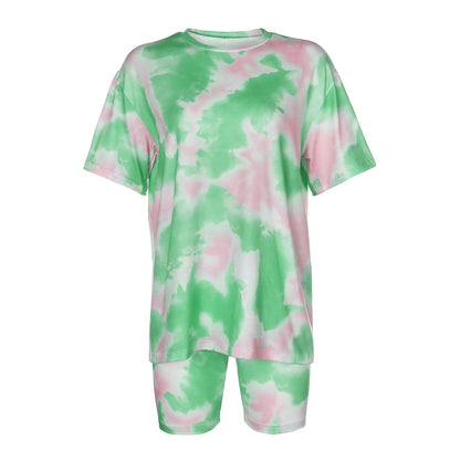 Komplet damski | print tie dye, legginsy i koszulka