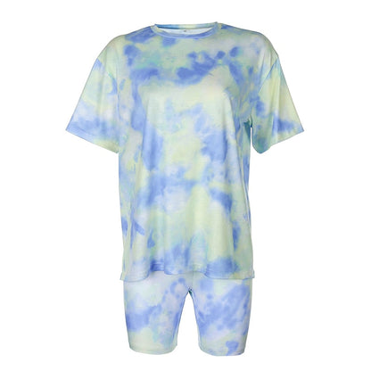 Komplet damski | print tie dye, legginsy i koszulka