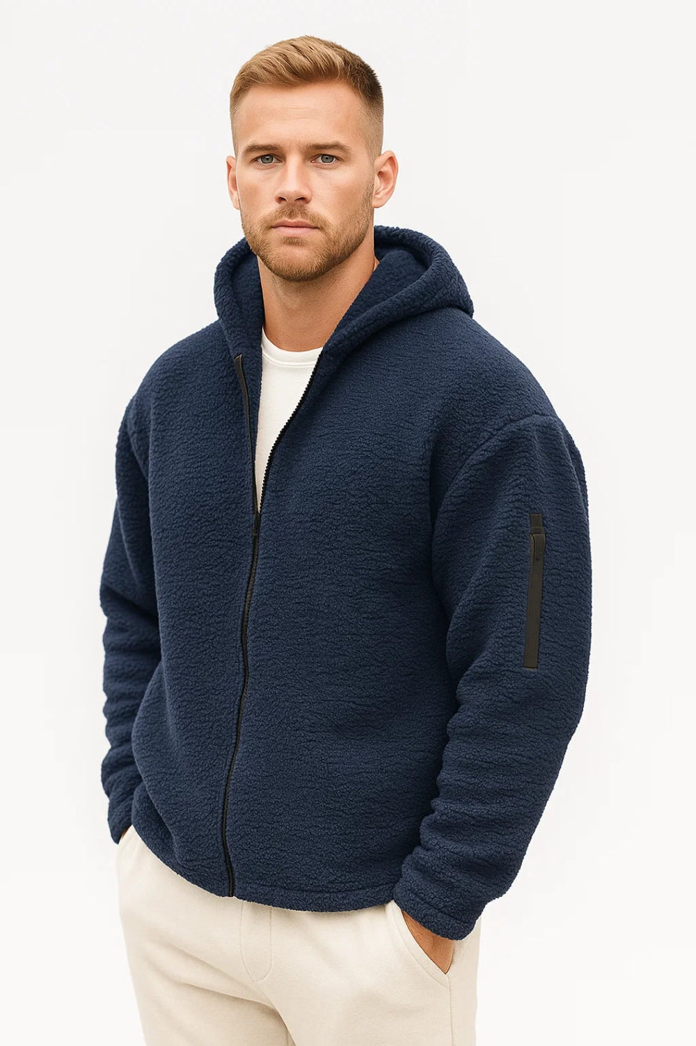 Kamizelka męska | teddy fleece, kaptur