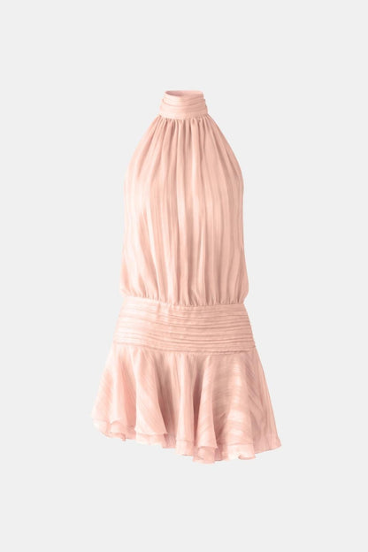 Sukienka mini | dekolt halter, odkryte plecy