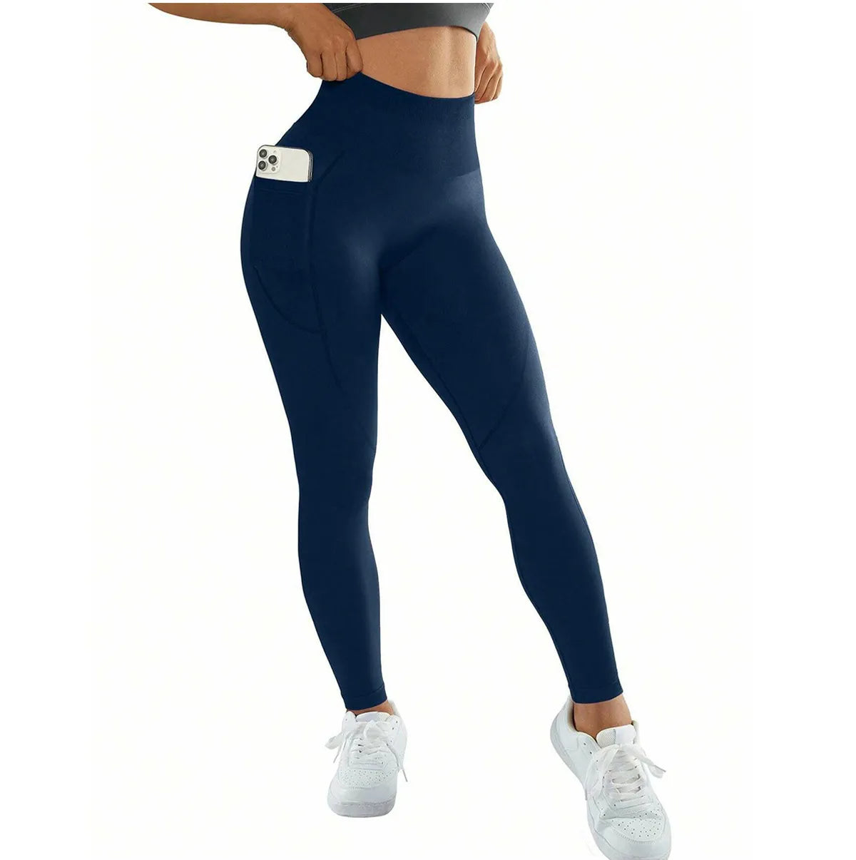 Legginsy sportowe damskie | kieszenie, wysoki stan