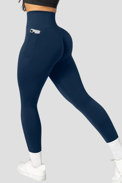 Legginsy sportowe damskie | kieszenie, wysoki stan