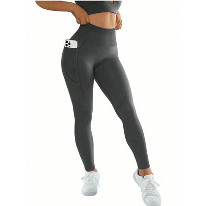 Legginsy sportowe damskie | kieszenie, wysoki stan