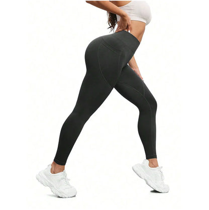 Legginsy sportowe damskie | kieszenie, wysoki stan