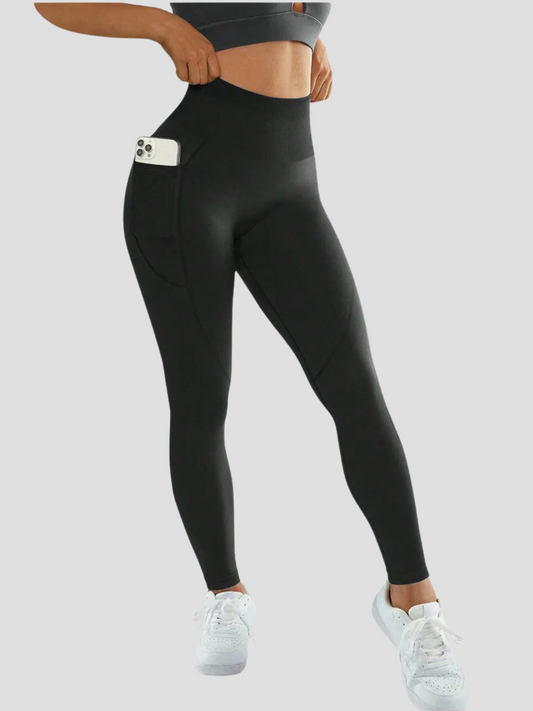 Legginsy sportowe damskie | kieszenie, wysoki stan