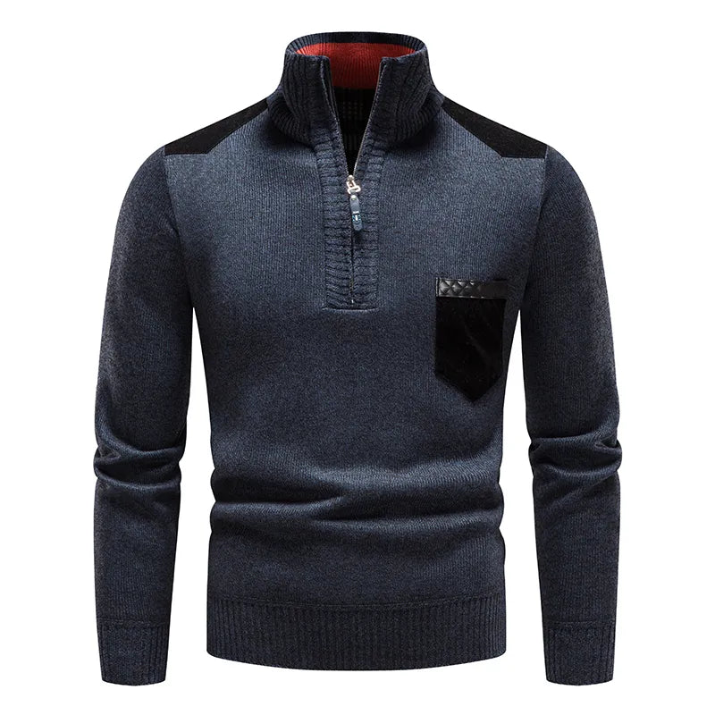 Sweter męski | golf colorblock, dwukolorowy