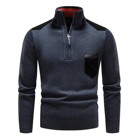 Sweter męski | golf colorblock, dwukolorowy